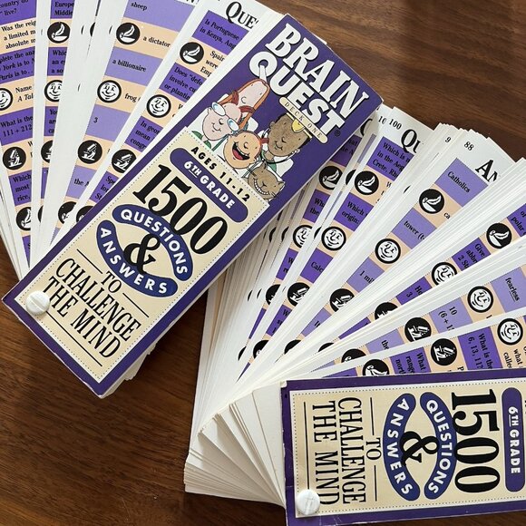 Brain Quest Learn Q & A Grade 6 Ages 11-12 Quiz Deck 2 Pack Vintage 1st Ed 1992 - Picture 2 of 15